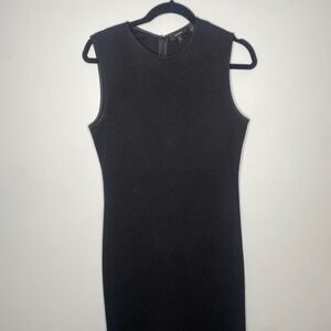 Theory Black Textured Sleeveless Sheath Dress‎ Midi Size M